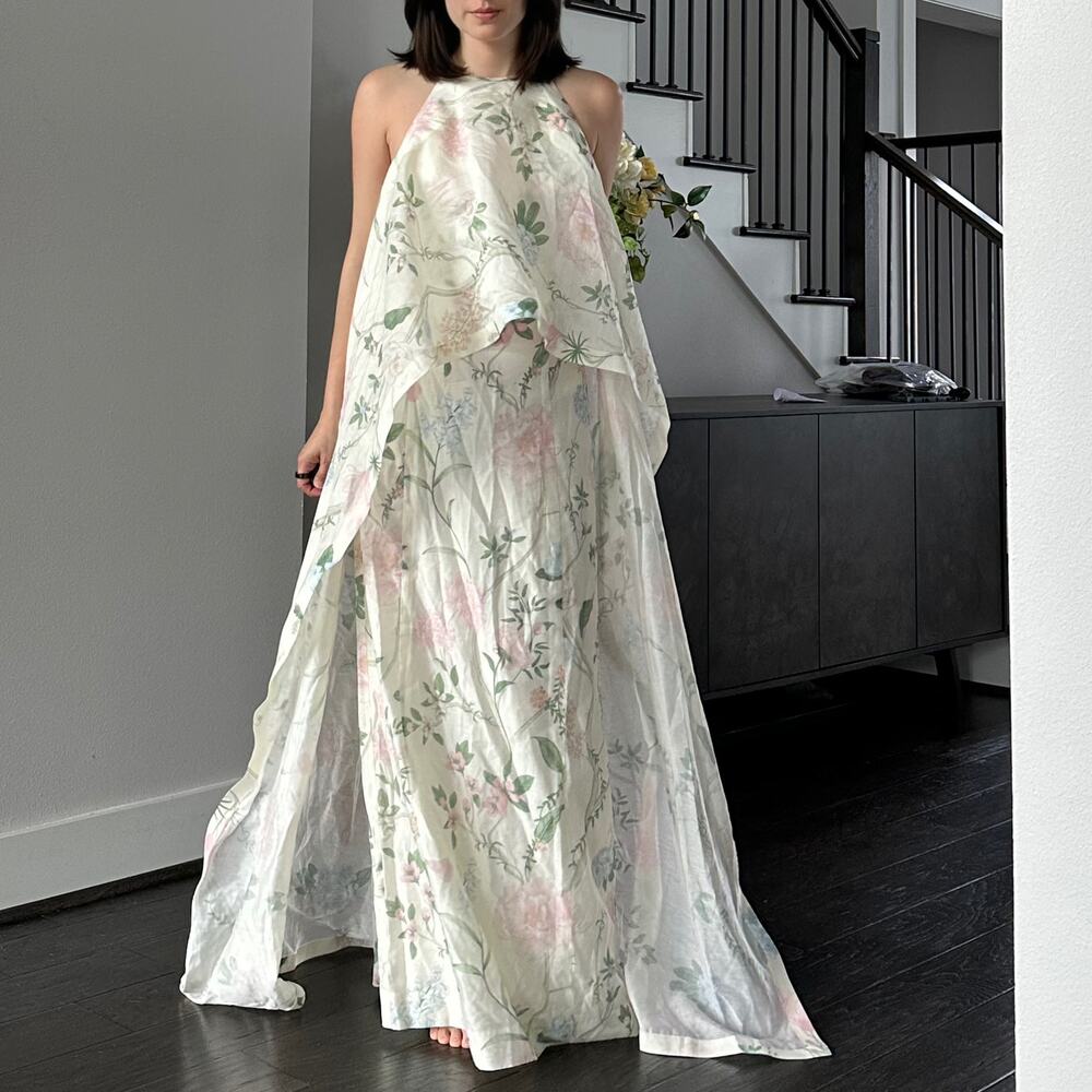 Mestiza Bridal Floral Open Back Maxi Dress Size 6 NWOT